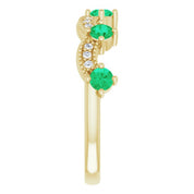 14K Yellow Lab-Grown Emerald & .05 Natural Diamond Crown Ring