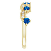 14K Yellow Lab-Grown Blue Sapphire & .05 Natural Diamond Crown Ring