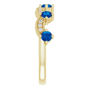 14K Yellow Lab-Grown Blue Sapphire & .05 Natural Diamond Crown Ring
