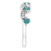 Sterling Silver Lab-Grown Alexandrite & .05 Natural Diamond Crown Ring