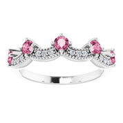 Diamond and Gemstone Crown Ring with Natural Diamonds Series 71974