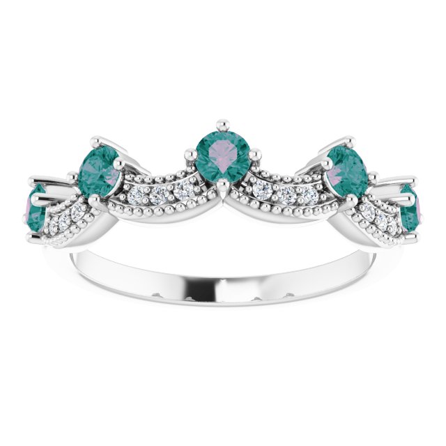Platinum Lab-Grown Alexandrite & .05 Natural Diamond Crown Ring