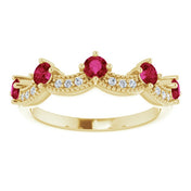 Diamond and Gemstone Crown Ring with Natural Diamonds Series 71974