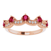 Diamond and Gemstone Crown Ring with Natural Diamonds Series 71974