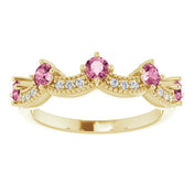 Diamond and Gemstone Crown Ring with Natural Diamonds Series 71974