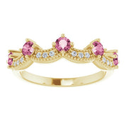 Diamond and Gemstone Crown Ring with Natural Diamonds Series 71974