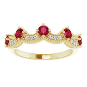 Diamond and Gemstone Crown Ring with Natural Diamonds Series 71974