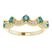 14K Yellow Lab-Grown Alexandrite & .05 Natural Diamond Crown Ring