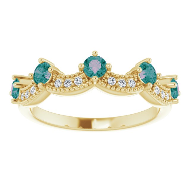 14K Yellow Lab-Grown Alexandrite & .05 Natural Diamond Crown Ring