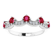 Diamond and Gemstone Crown Ring with Natural Diamonds Series 71974