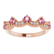 Diamond and Gemstone Crown Ring with Natural Diamonds Series 71974