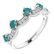 Sterling Silver Lab-Grown Alexandrite & .05 Natural Diamond Crown Ring