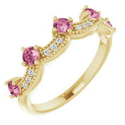 Diamond and Gemstone Crown Ring with Natural Diamonds Series 71974