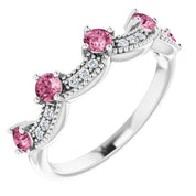 Diamond and Gemstone Crown Ring with Natural Diamonds Series 71974
