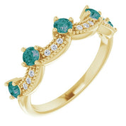 14K Yellow Lab-Grown Alexandrite & .05 Natural Diamond Crown Ring
