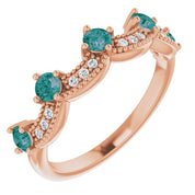 14K Rose Lab-Grown Alexandrite & .05 Natural Diamond Crown Ring