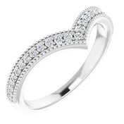 14K White 1/6 CTW Natural Diamond Stackable V Ring