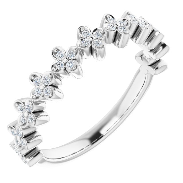 Platinum 1/6 CTW Natural Diamond Stackable Clover Ring