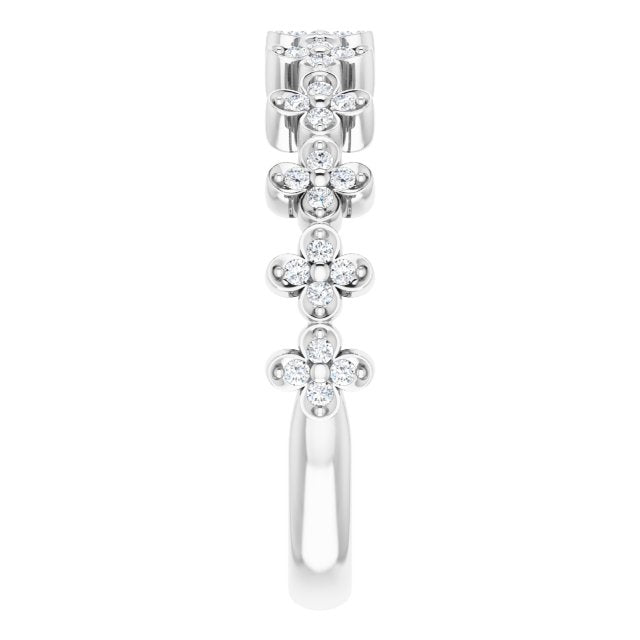 Platinum 1/6 CTW Natural Diamond Stackable Clover Ring