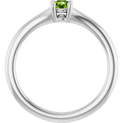 14K White Natural Peridot Youth Solitaire Ring