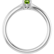 14K White Natural Peridot Youth Solitaire Ring