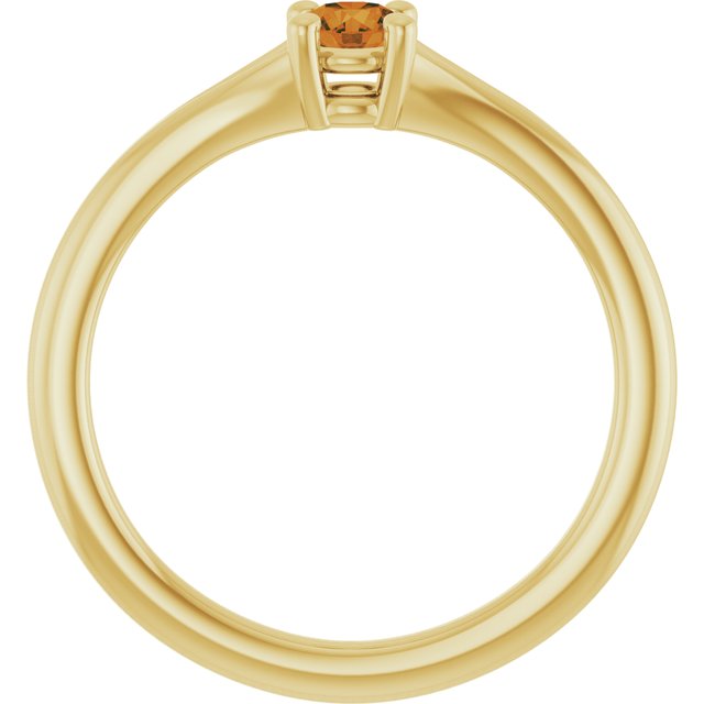 14K Yellow Natural Citrine Youth Solitaire Ring