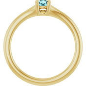 14K Yellow Natural Blue Zircon Youth Solitaire Ring