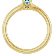 14K Yellow Natural Blue Zircon Youth Solitaire Ring