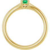 14K Yellow Lab-Grown Emerald Youth Solitaire Ring