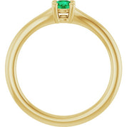 14K Yellow Lab-Grown Emerald Youth Solitaire Ring