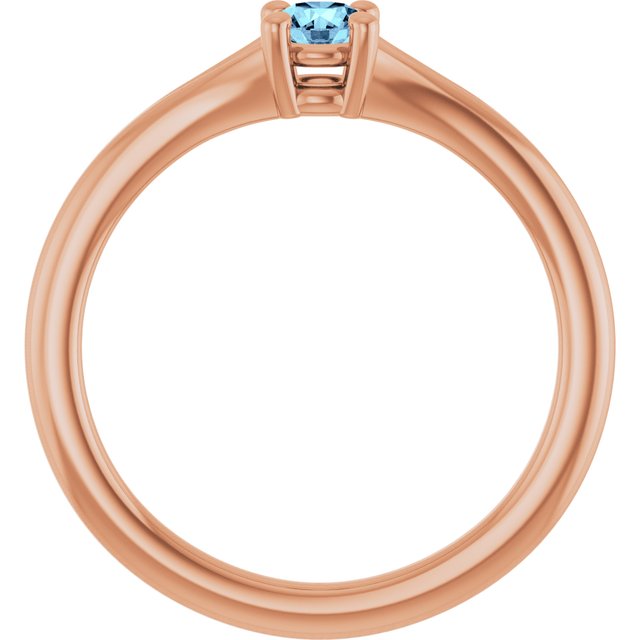 14K Rose Natural Aquamarine Youth Solitaire Ring