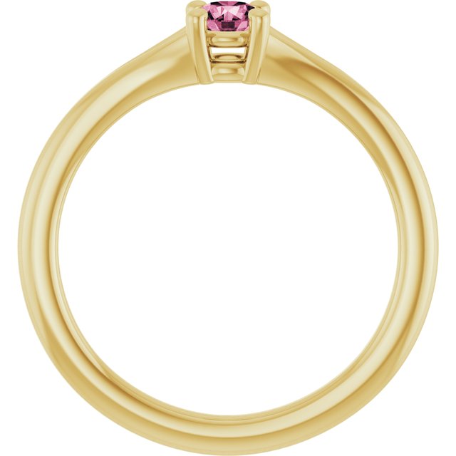 14K Yellow Natural Pink Tourmaline Youth Solitaire Ring