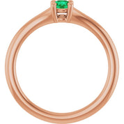 14K Rose Lab-Grown Emerald Youth Solitaire Ring