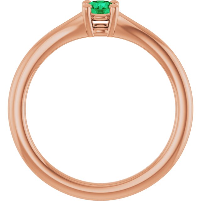 14K Rose Lab-Grown Emerald Youth Solitaire Ring