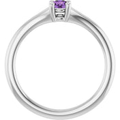 Platinum Natural Amethyst Youth Solitaire Ring