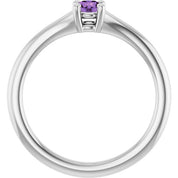 Platinum Natural Amethyst Youth Solitaire Ring