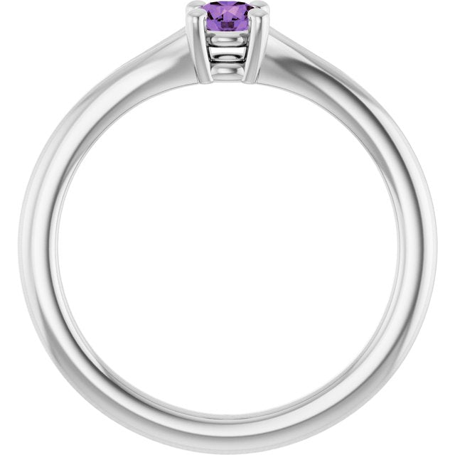 Platinum Natural Amethyst Youth Solitaire Ring