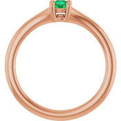 14K Rose Natural Emerald Youth Solitaire Ring