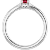 Sterling Silver Imitation Ruby Youth Solitaire Ring