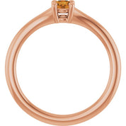 14K Rose Natural Citrine Youth Solitaire Ring