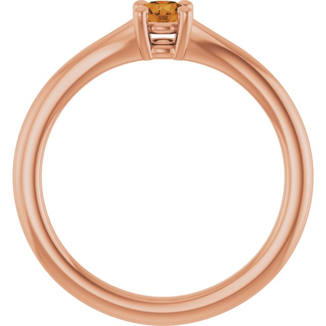14K Rose Natural Citrine Youth Solitaire Ring