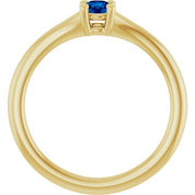 14K Yellow Lab-Grown Blue Sapphire Youth Solitaire Ring