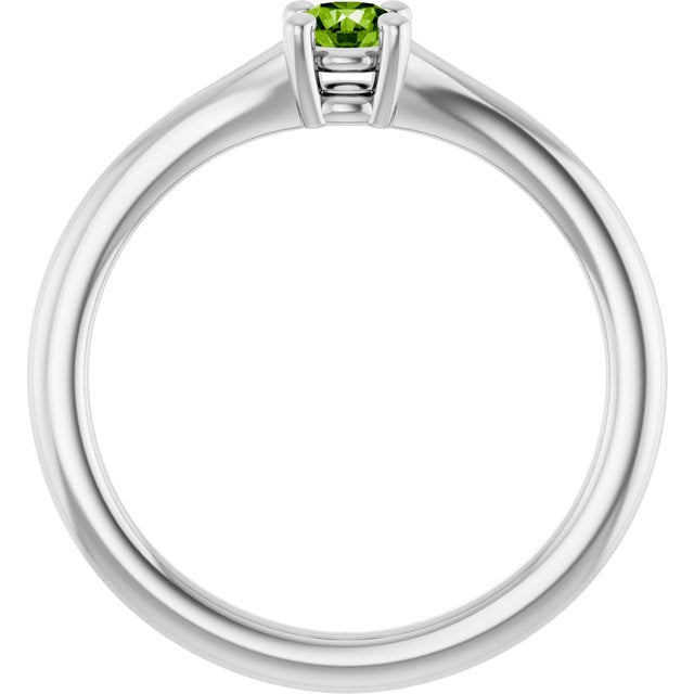 Platinum Natural Peridot Youth Solitaire Ring