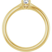 14K Yellow Natural White Sapphire Youth Solitaire Ring