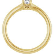14K Yellow Natural White Sapphire Youth Solitaire Ring