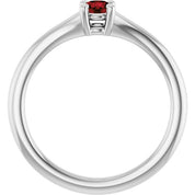 Platinum Natural Mozambique Garnet Youth Solitaire Ring