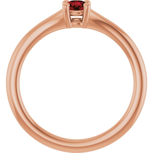 14K Rose Natural Mozambique Garnet Youth Solitaire Ring