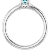Platinum Natural Blue Zircon Youth Solitaire Ring
