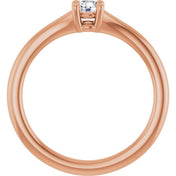 14K Rose Natural White Sapphire Youth Solitaire Ring