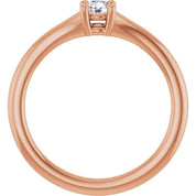 14K Rose Natural White Sapphire Youth Solitaire Ring